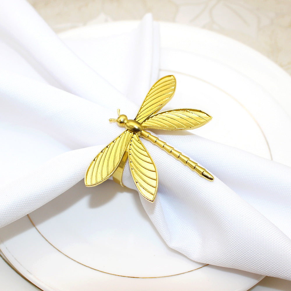 Gold Dragonfly Napkin Rings For Table Decoration