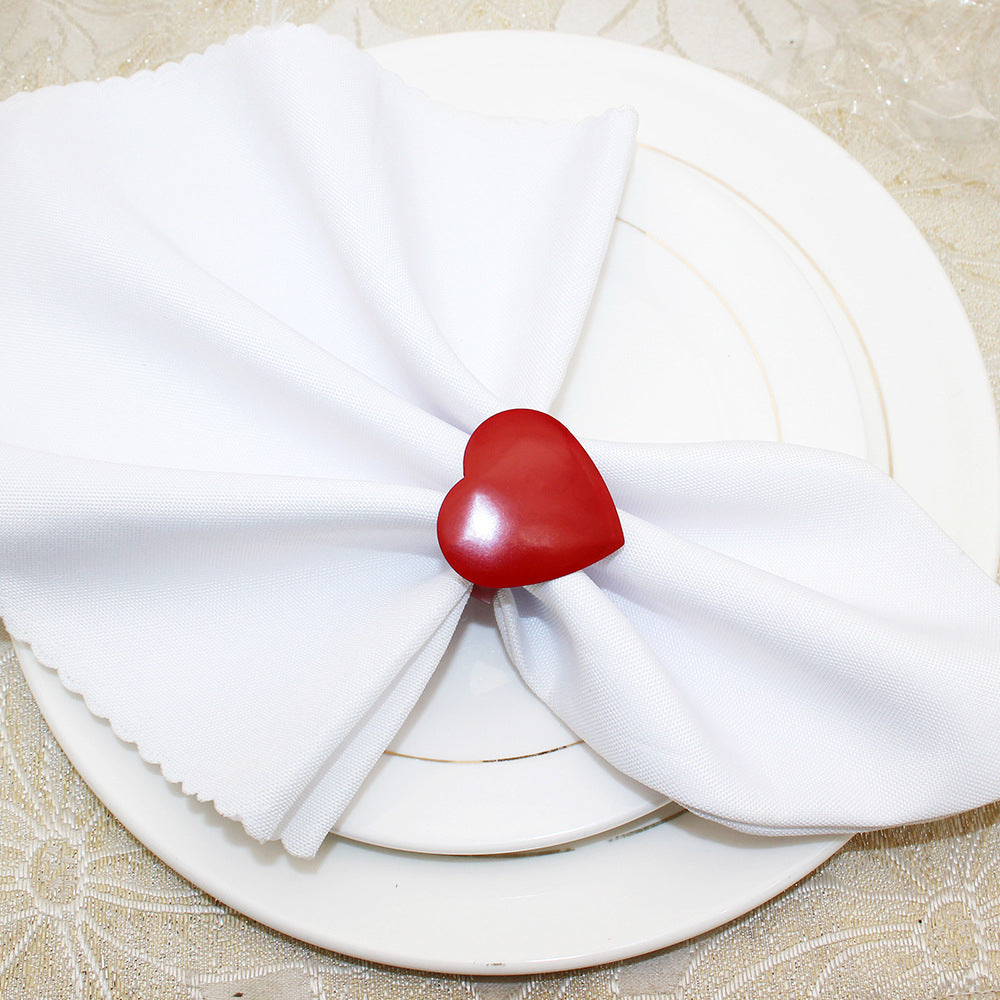 Red Heart Shaped Napkin Rings For Table Decoration