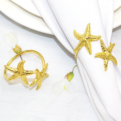 Gold Double Starfish Napkin Rings For Table Decoration