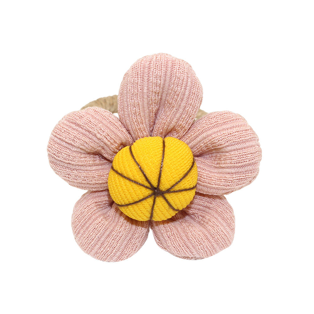 Pink Fabric Flower Napkin Rings For Table Decoration
