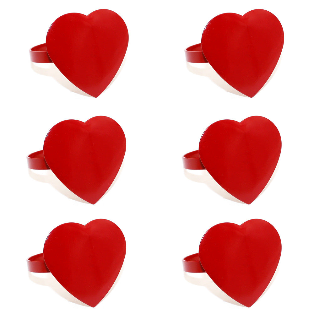 Red Heart Shaped Napkin Rings For Table Decoration