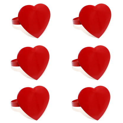 Red Heart Shaped Napkin Rings For Table Decoration