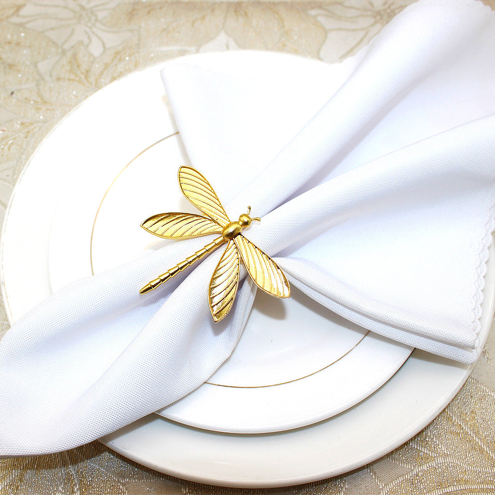 Gold Dragonfly Napkin Rings For Table Decoration