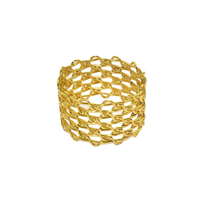 Gold Metal Woven Mesh Napkin Rings For Table Decoration