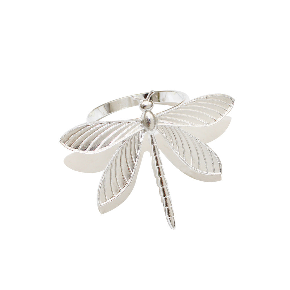 Silver Dragonfly Napkin Rings For Table Decoration