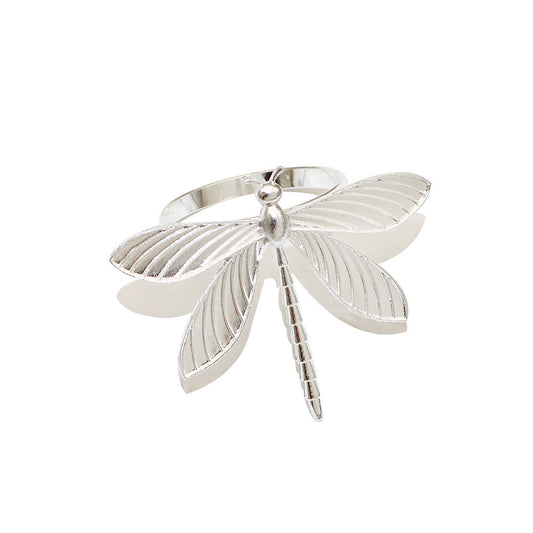 Silver Dragonfly Napkin Rings For Table Decoration