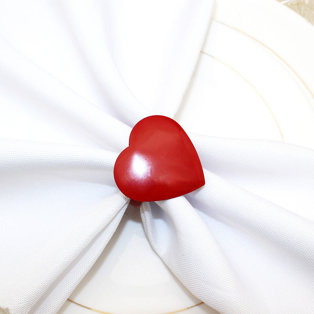 Red Heart Shaped Napkin Rings For Table Decoration