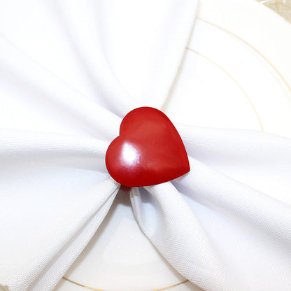 Red Heart Shaped Napkin Rings For Table Decoration