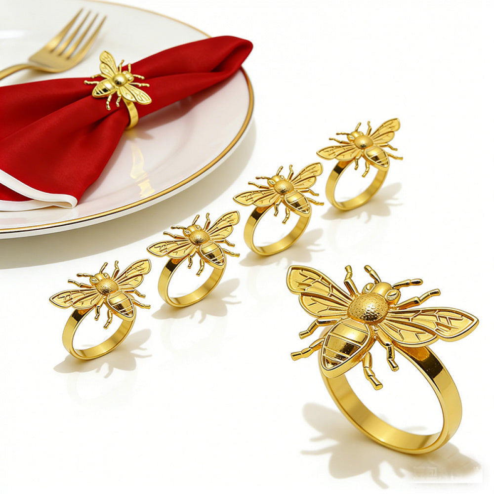 Gold Bee Napkin Rings For Table Decoration