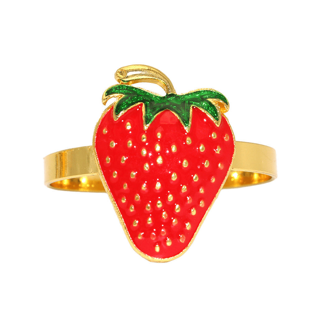 Red Strawberry Napkin Rings For Table Decoration