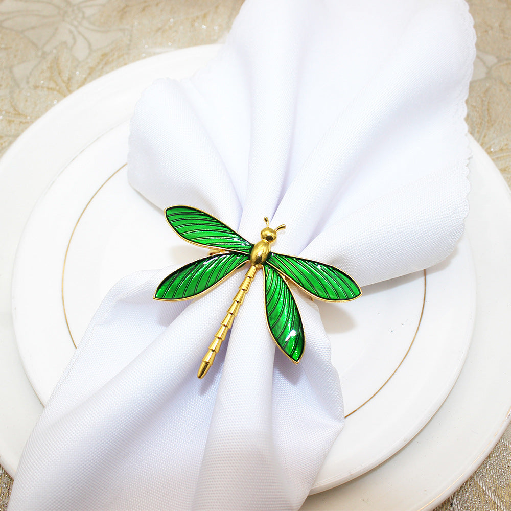 Green Dragonfly Napkin Rings For Table Decoration