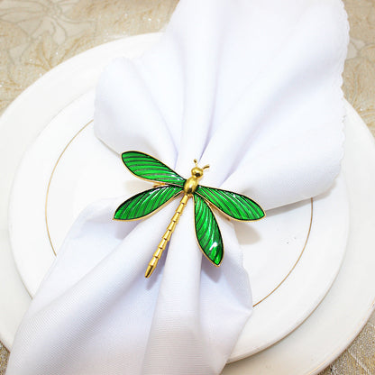 Green Dragonfly Napkin Rings For Table Decoration