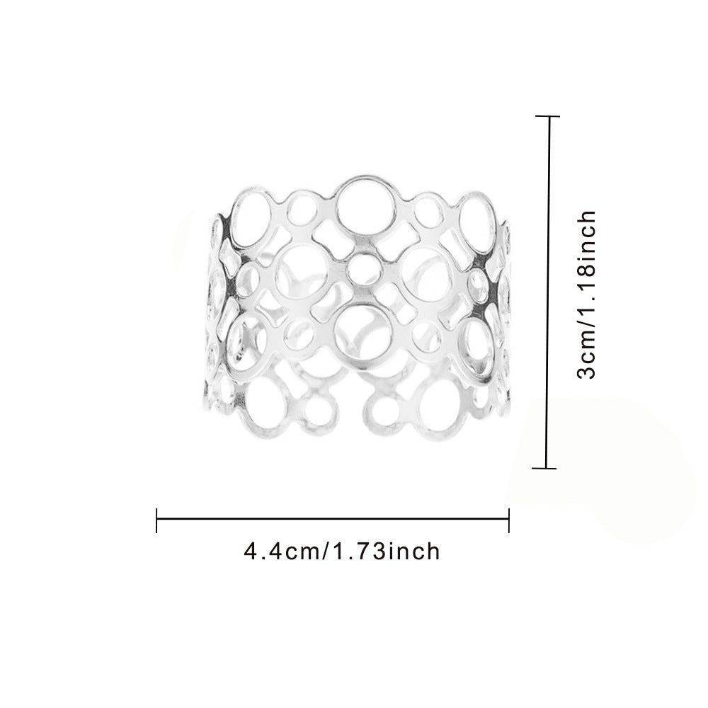 Silver Hollow Circle Cutout Napkin Rings For Table Decoration