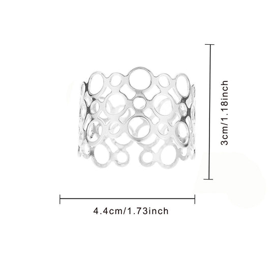 Silver Hollow Circle Cutout Napkin Rings For Table Decoration