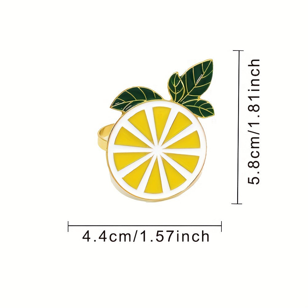 Yellow Lemon Slice Napkin Rings For Table Decoration