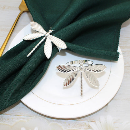 Silver Dragonfly Napkin Rings For Table Decoration