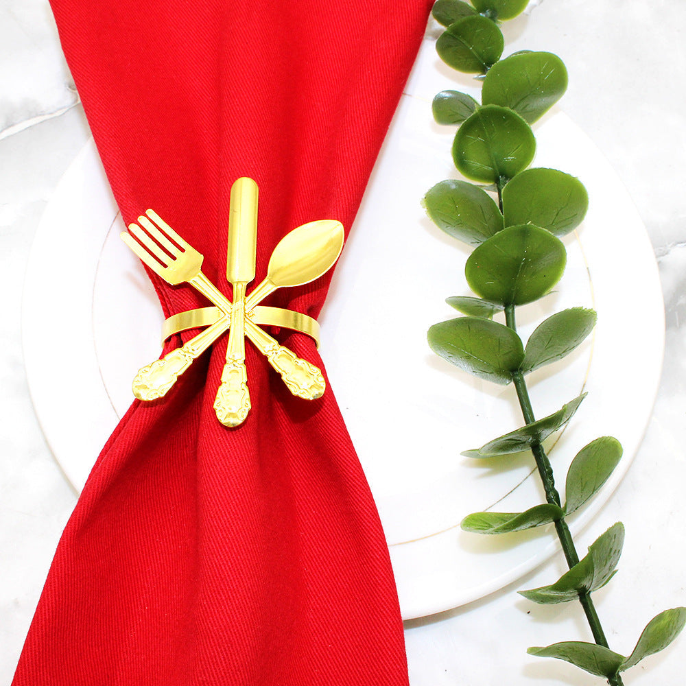 Gold Cutlery Napkin Rings For Table Decoration