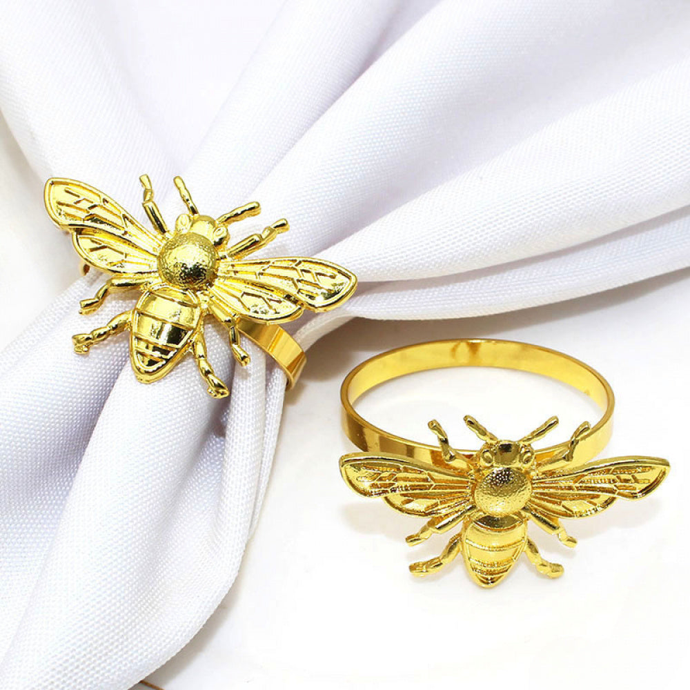 Gold Bee Napkin Rings For Table Decoration