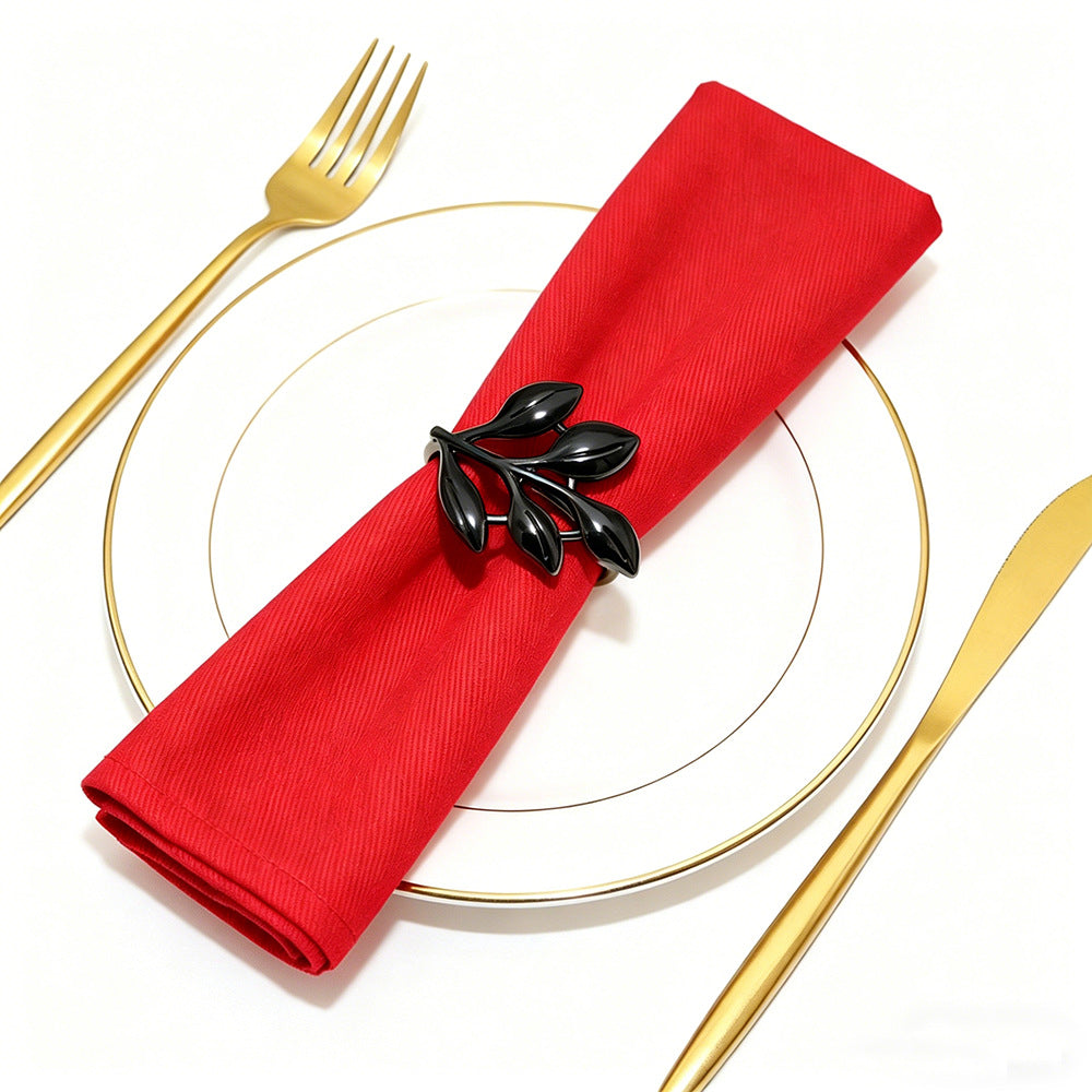 Black Leaf Napkin Rings For Table Decoration