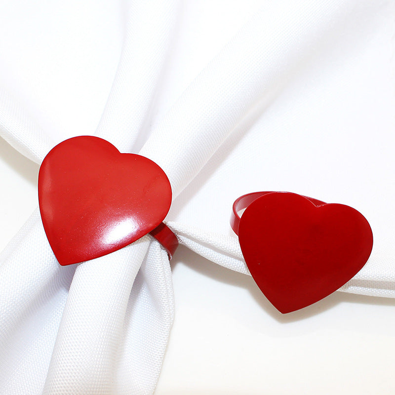 Red Heart Shaped Napkin Rings For Table Decoration