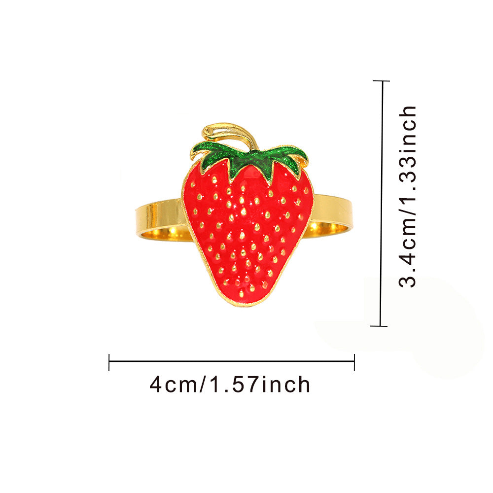 Red Strawberry Napkin Rings For Table Decoration
