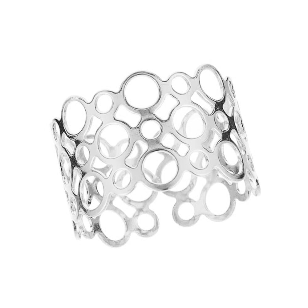Silver Hollow Circle Cutout Napkin Rings For Table Decoration
