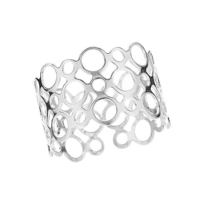 Silver Hollow Circle Cutout Napkin Rings For Table Decoration