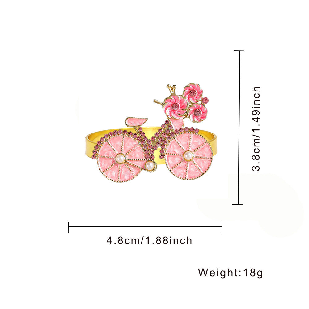 Pink Floral Bicycle Napkin Ring For Table Decoration
