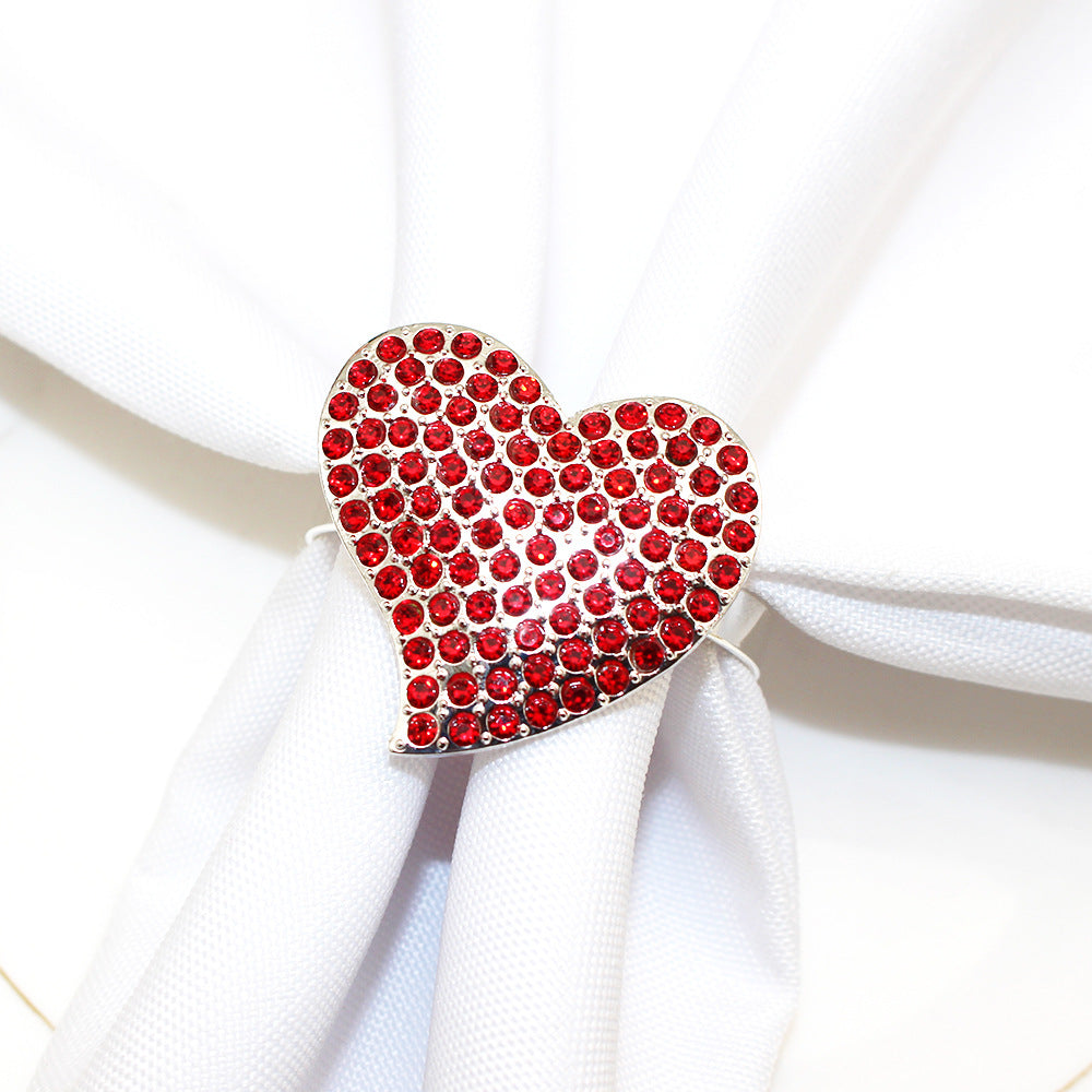 Red Rhinestone Heart Napkin Rings For Table Decorationalwtl