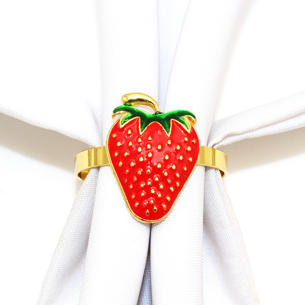 Red Strawberry Napkin Rings For Table Decoration