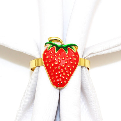 Red Strawberry Napkin Rings For Table Decoration