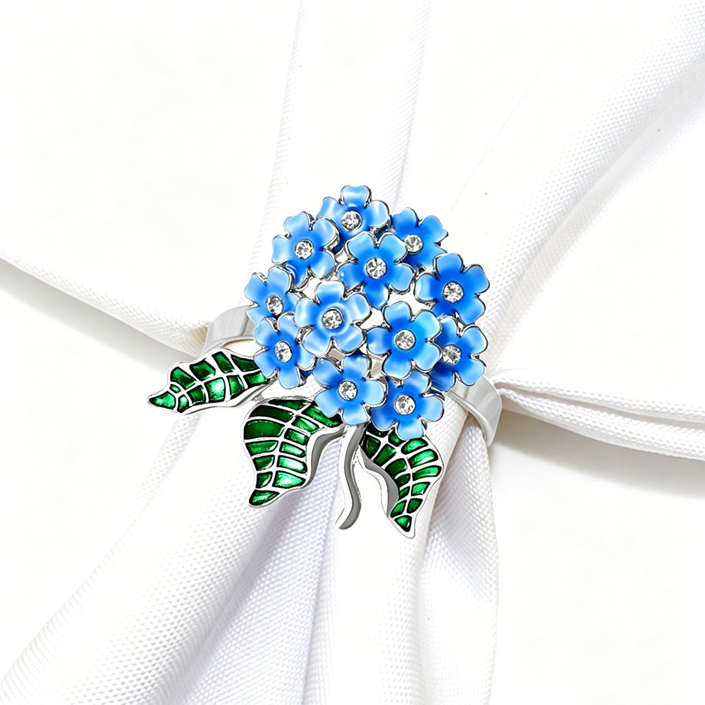 Blue Hydrangea Flower Napkin Rings For Table Decoration