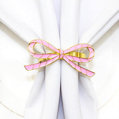 Pink Bow Ribbon Napkin Rings For Table Decoration