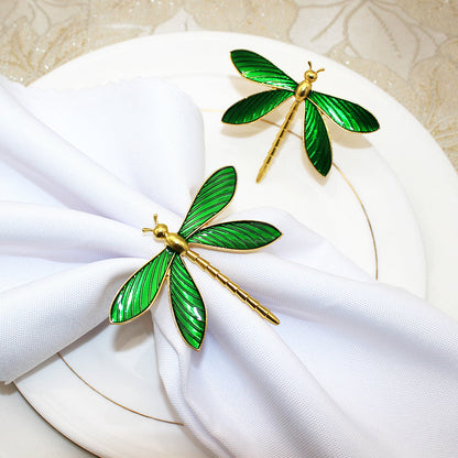 Green Dragonfly Napkin Rings For Table Decoration