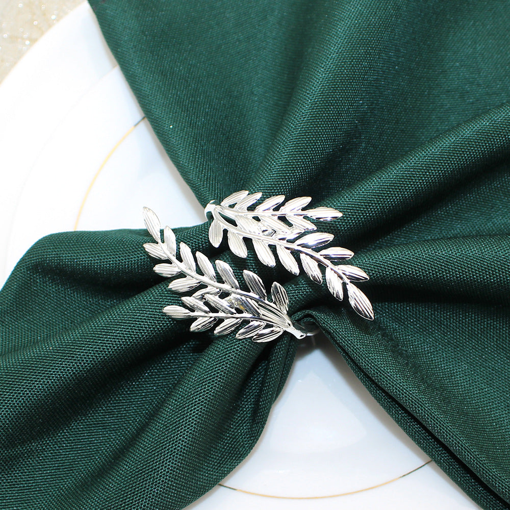 Silver Olive Branch Napkin Rings For Table Decoration