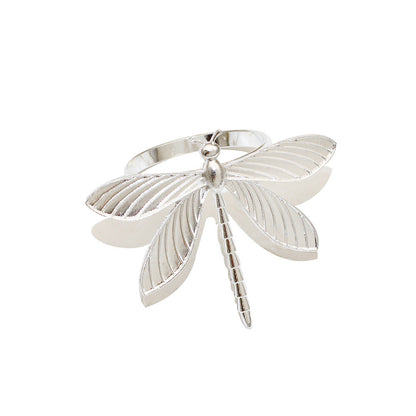 Silver Dragonfly Napkin Rings For Table Decoration