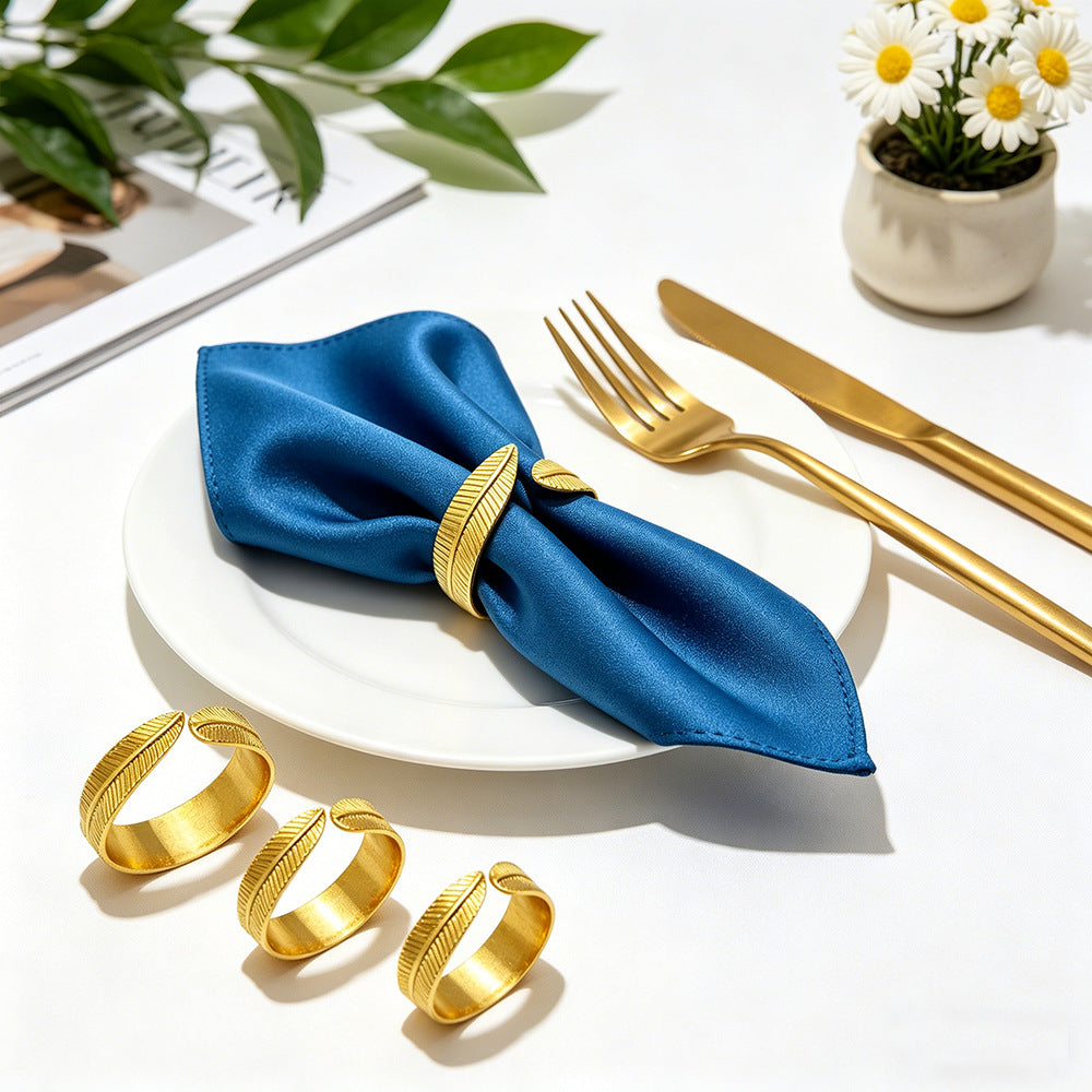 Gold Leaf Napkin Rings For Table Decoration