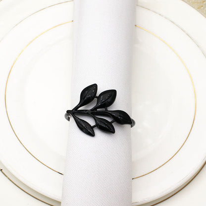 Black Leaf Napkin Rings For Table Decoration