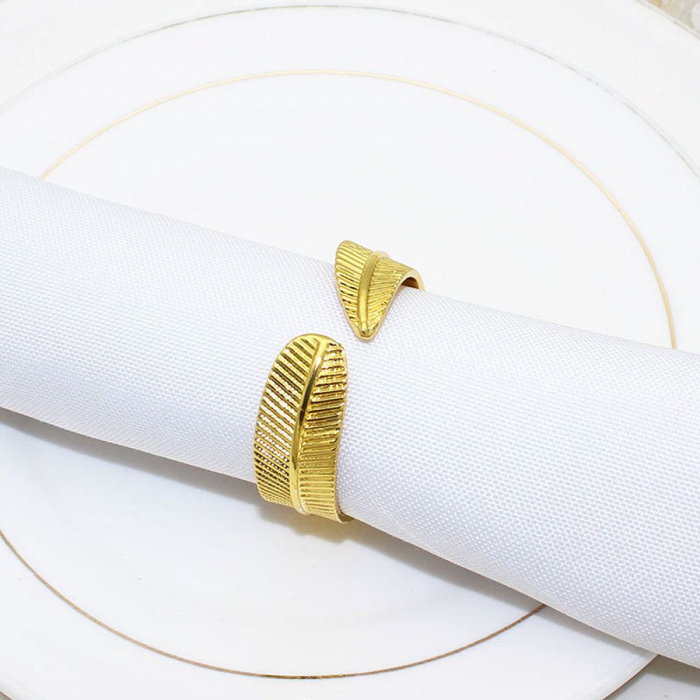 Gold Leaf Napkin Rings For Table Decoration