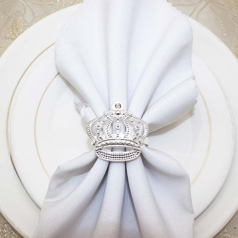 Silver Rhinestone Crown Napkin Rings For Table Decoration