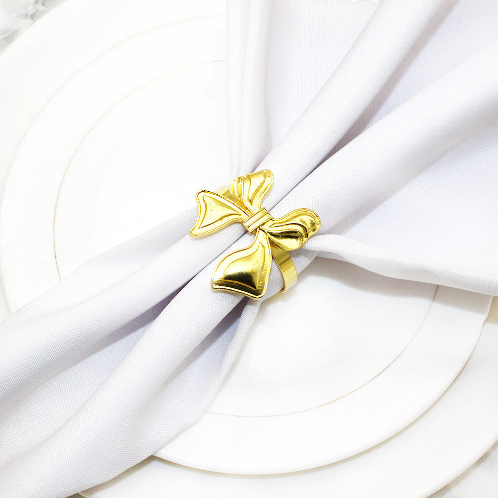 Gold Bow Napkin Rings For Table Decoration