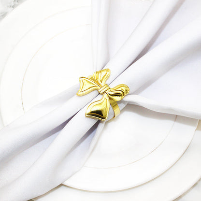 Gold Bow Napkin Rings For Table Decoration