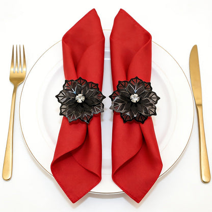 Black Rose Flower Napkin Rings For Table Decoration