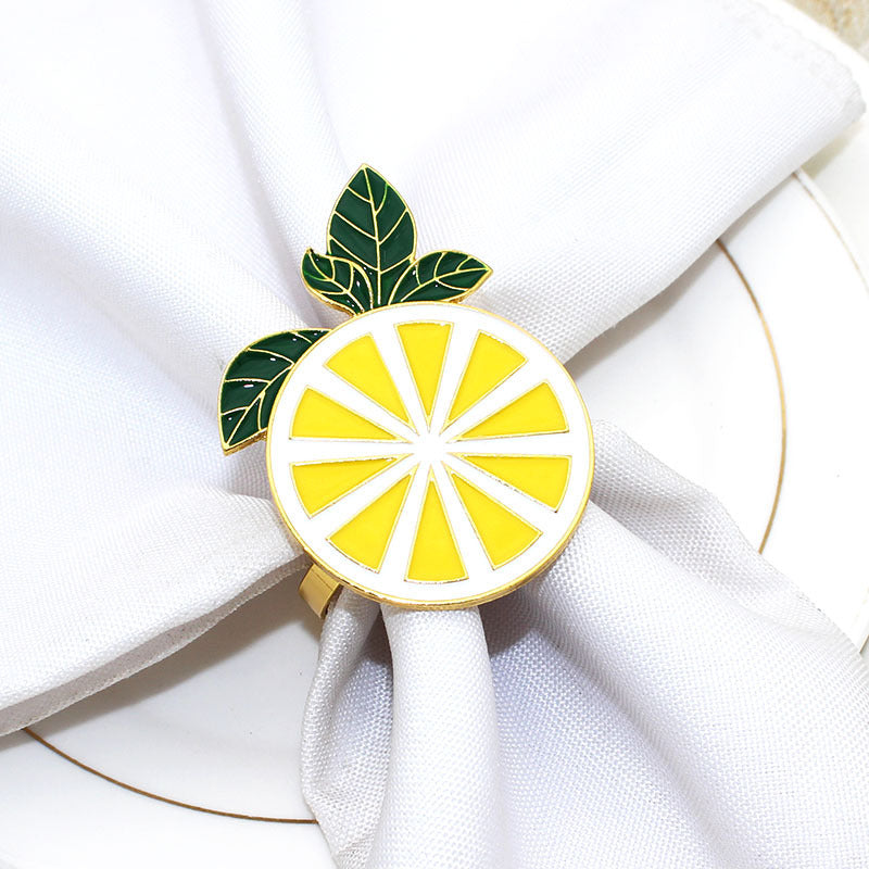 Yellow Lemon Slice Napkin Rings For Table Decoration