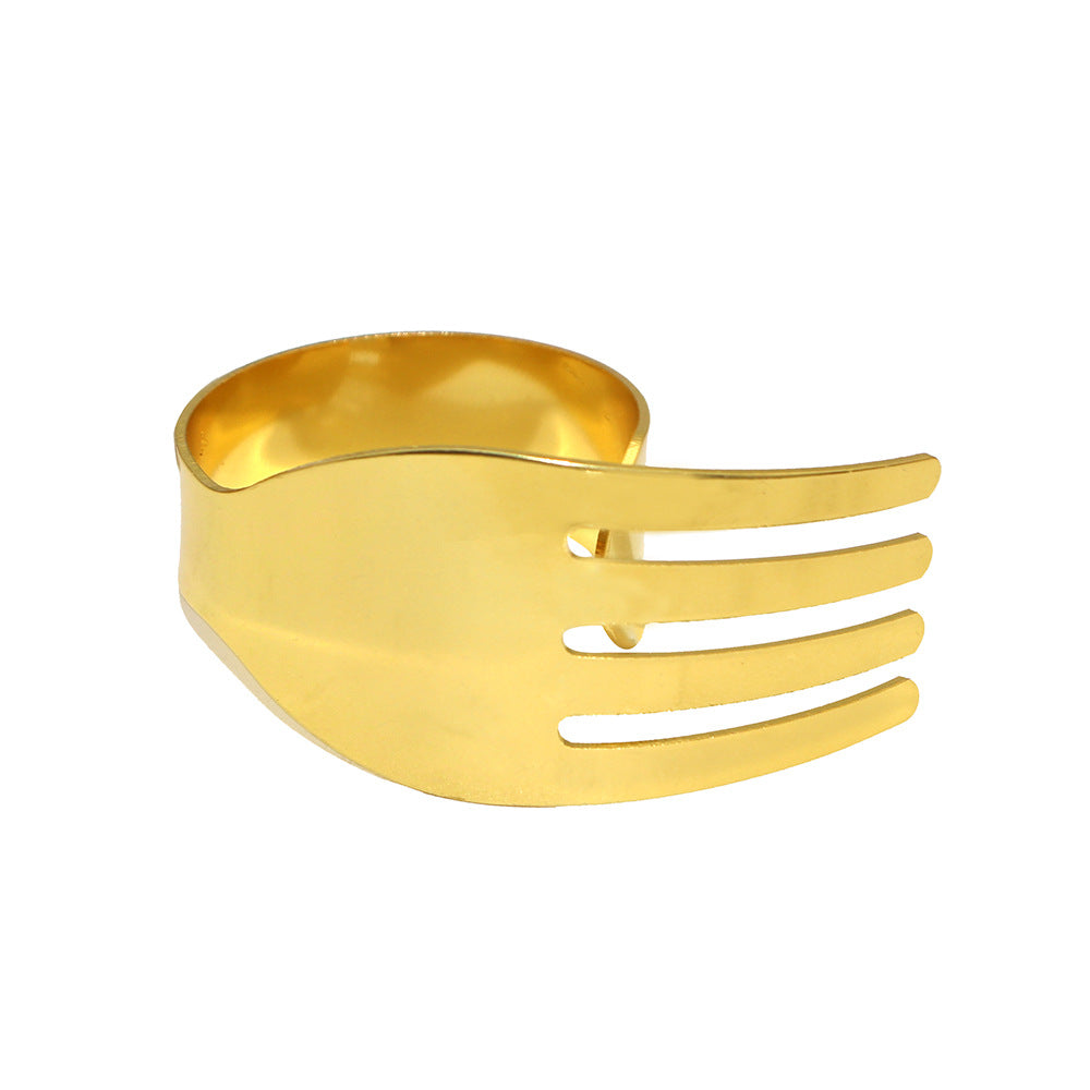 Gold Fork Shaped Napkin Rings For Table Decoration