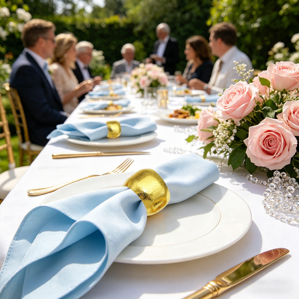 Gold Round Hammered Napkin Rings For Table Decoration