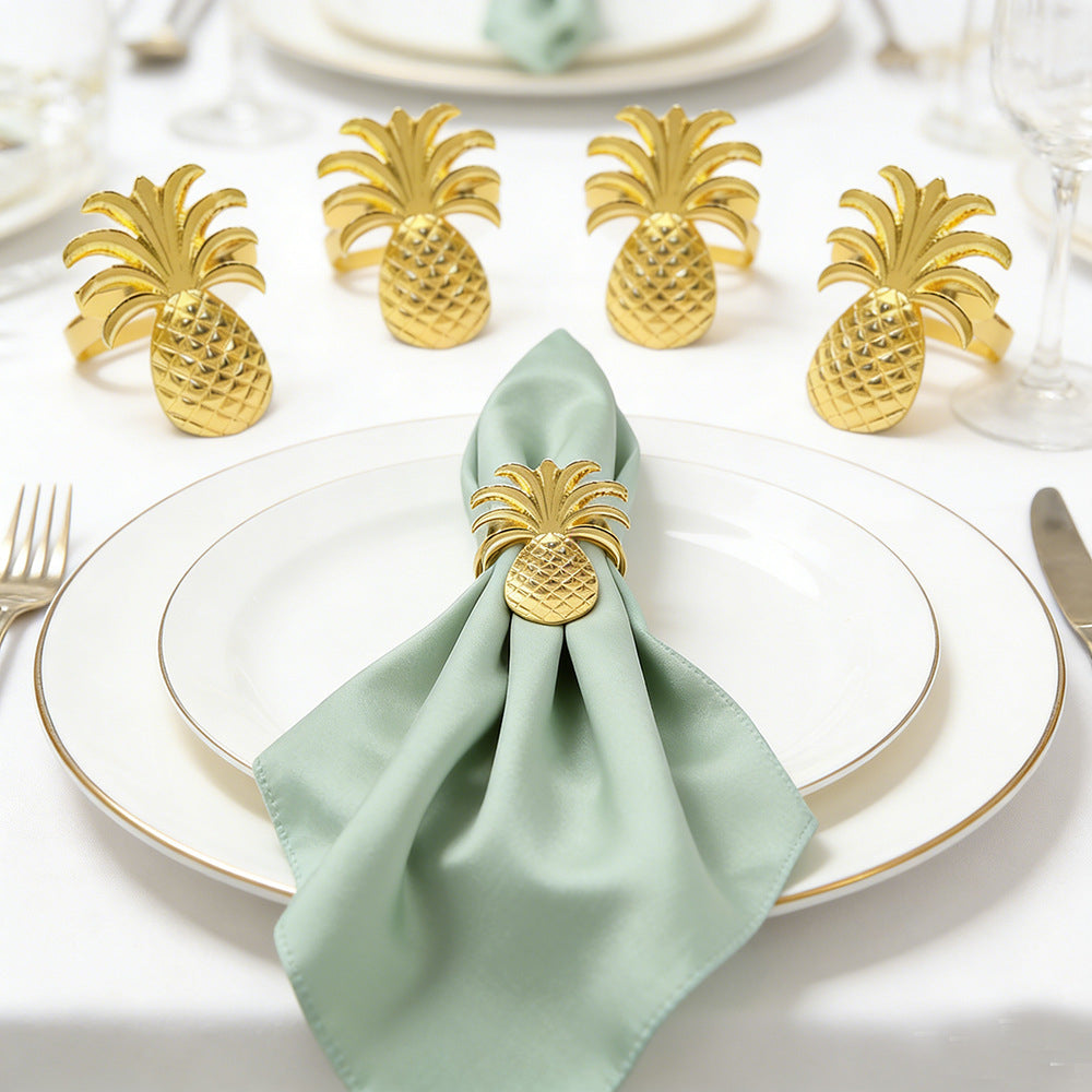 Gold Pineapple Napkin Rings For Table Decoration