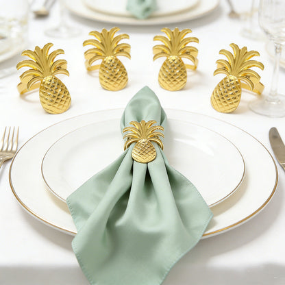 Gold Pineapple Napkin Rings For Table Decoration