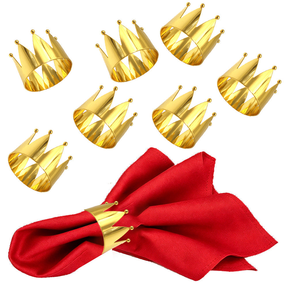 Gold Crown Napkin Rings For Table Decoration