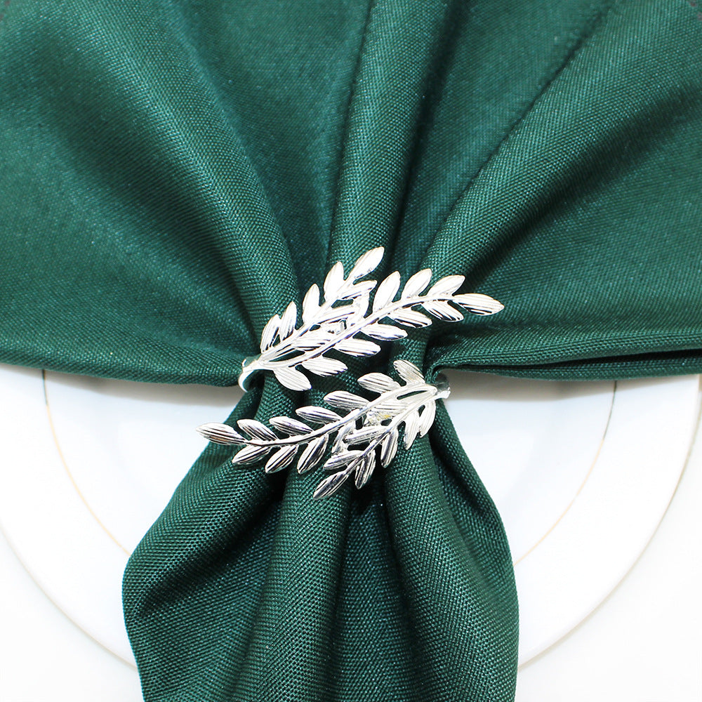 Silver Olive Branch Napkin Rings For Table Decoration